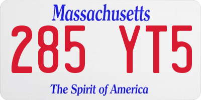 MA license plate 285YT5