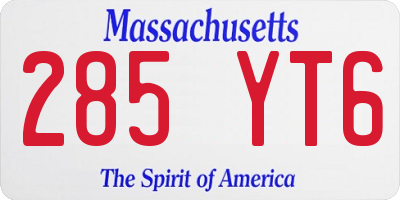 MA license plate 285YT6