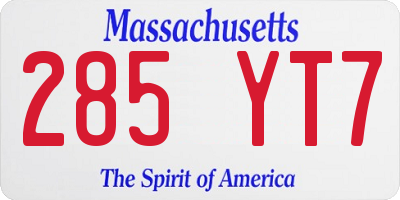 MA license plate 285YT7