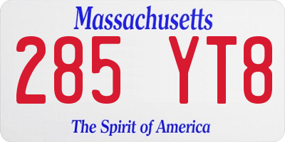 MA license plate 285YT8