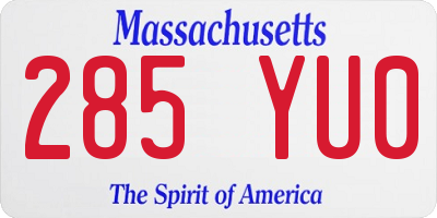 MA license plate 285YU0