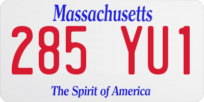MA license plate 285YU1