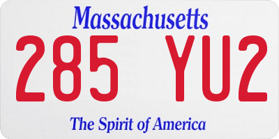 MA license plate 285YU2