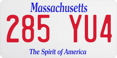 MA license plate 285YU4