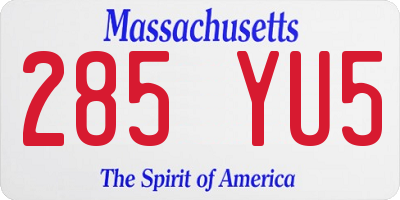 MA license plate 285YU5