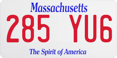 MA license plate 285YU6
