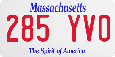 MA license plate 285YV0