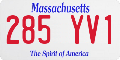 MA license plate 285YV1
