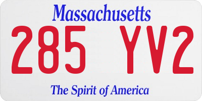 MA license plate 285YV2