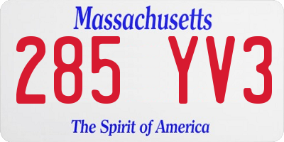 MA license plate 285YV3
