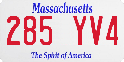 MA license plate 285YV4