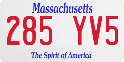 MA license plate 285YV5