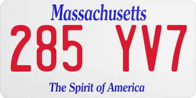 MA license plate 285YV7