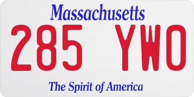 MA license plate 285YW0