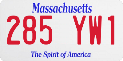 MA license plate 285YW1