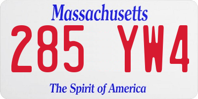 MA license plate 285YW4