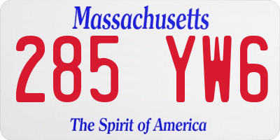 MA license plate 285YW6