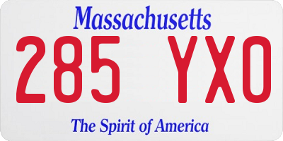 MA license plate 285YX0