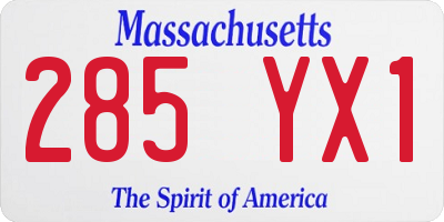 MA license plate 285YX1