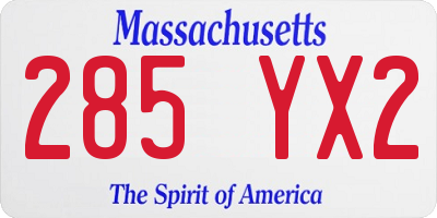 MA license plate 285YX2