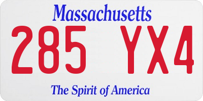 MA license plate 285YX4