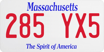 MA license plate 285YX5
