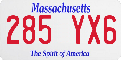 MA license plate 285YX6
