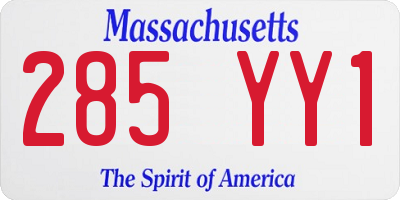 MA license plate 285YY1
