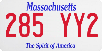 MA license plate 285YY2
