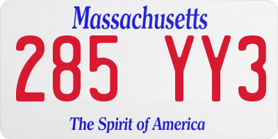 MA license plate 285YY3