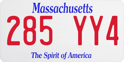 MA license plate 285YY4