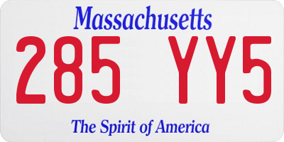 MA license plate 285YY5