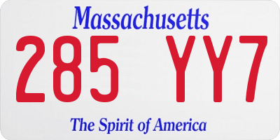 MA license plate 285YY7