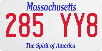 MA license plate 285YY8
