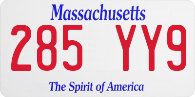 MA license plate 285YY9