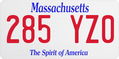 MA license plate 285YZ0