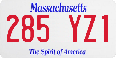MA license plate 285YZ1