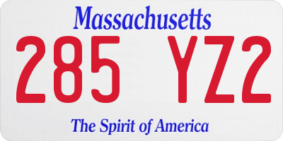 MA license plate 285YZ2