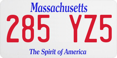 MA license plate 285YZ5