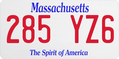 MA license plate 285YZ6