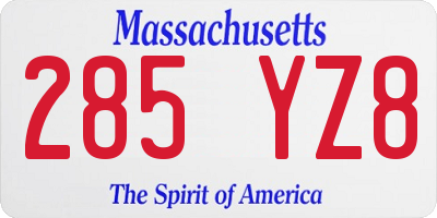 MA license plate 285YZ8