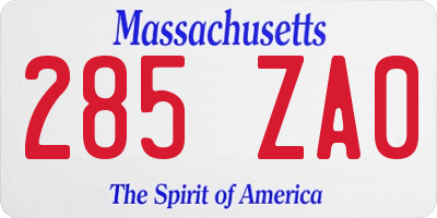 MA license plate 285ZA0