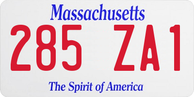 MA license plate 285ZA1