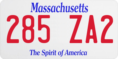 MA license plate 285ZA2