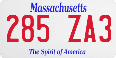 MA license plate 285ZA3