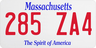 MA license plate 285ZA4