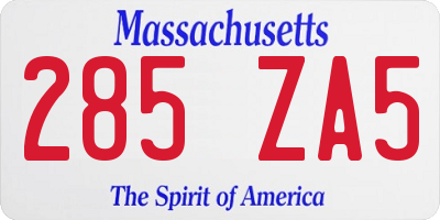 MA license plate 285ZA5