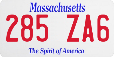 MA license plate 285ZA6