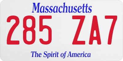 MA license plate 285ZA7