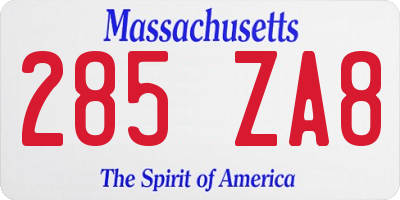 MA license plate 285ZA8
